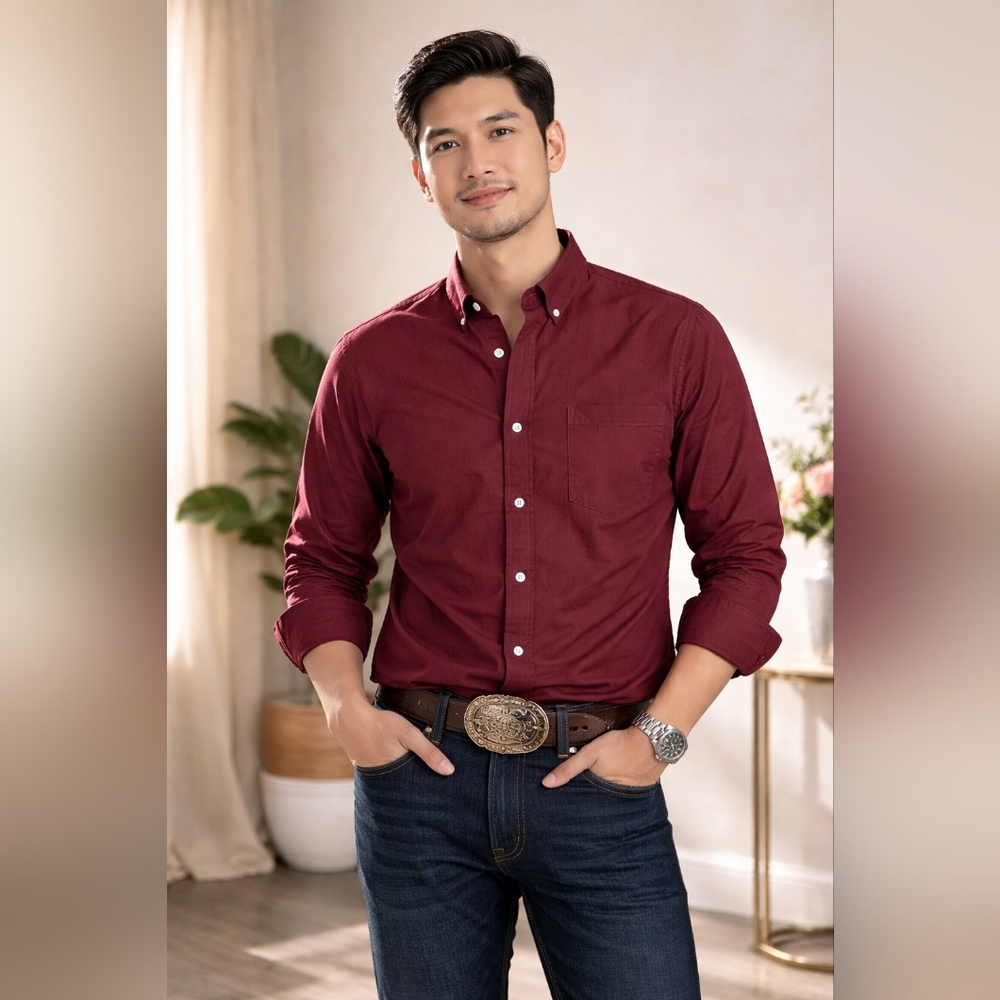 Cody James Authentic Western Apparel Men's Burgundy Button-Up Shirt